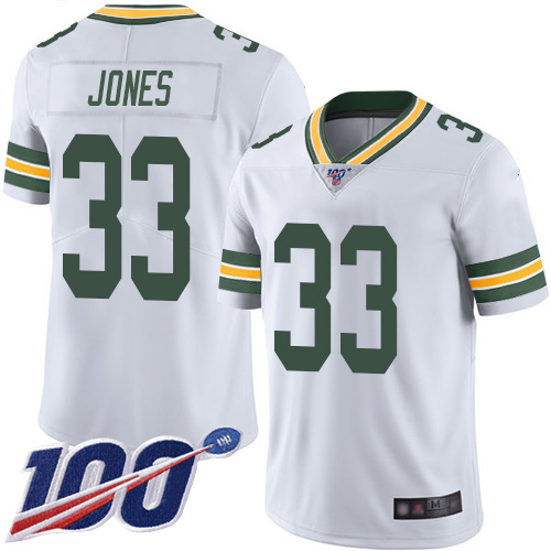 Green Bay Packers Limited White Men #33 Jones Aaron Road Jersey Nike NFL 100th Season Vapor Untouchable->youth nfl jersey->Youth Jersey